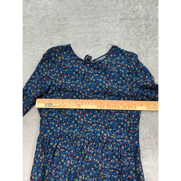 Zara Basic Mini Dress Blue Floral Long Sleeve Ties in Back Size Medium - Picture 4 of 7